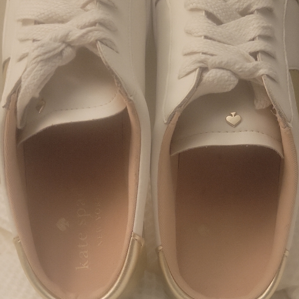 Kate Spade Cream Sneakers with Gold Details